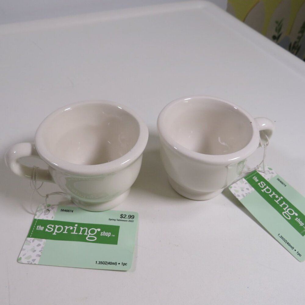Mini (2) Mugs in White,  Glazed (Food Safe) #2
